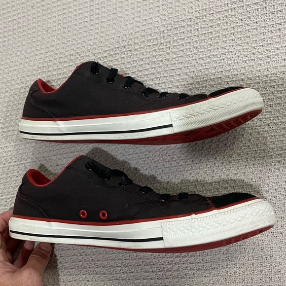 Converse All-Stars Sneakers - Low Top Black with Red Trim, Casual Street Shoes - Picture 9 of 12